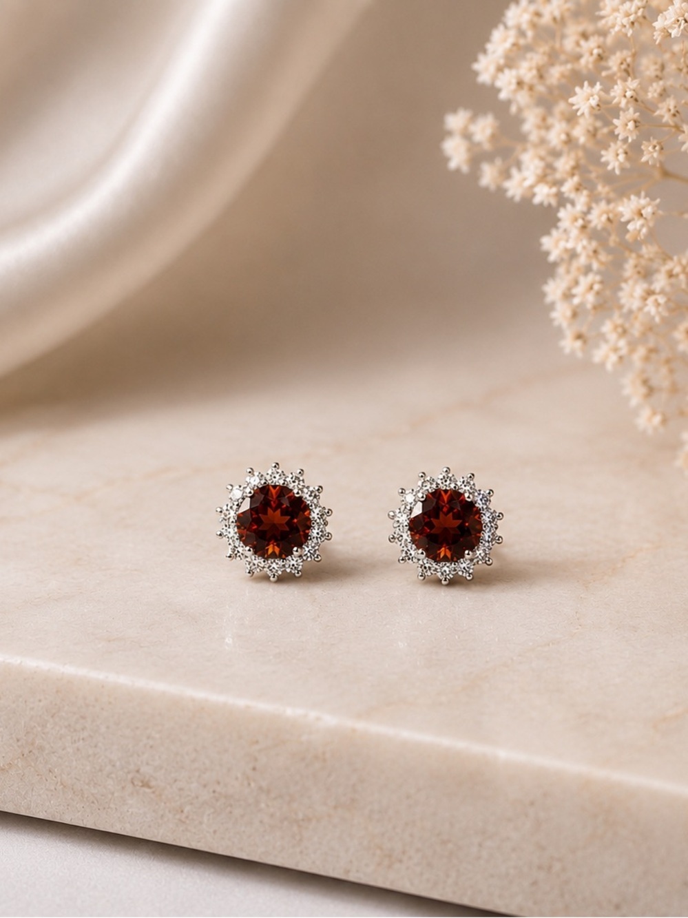 VVS Red Moissanite Solitaire Stud Earrings